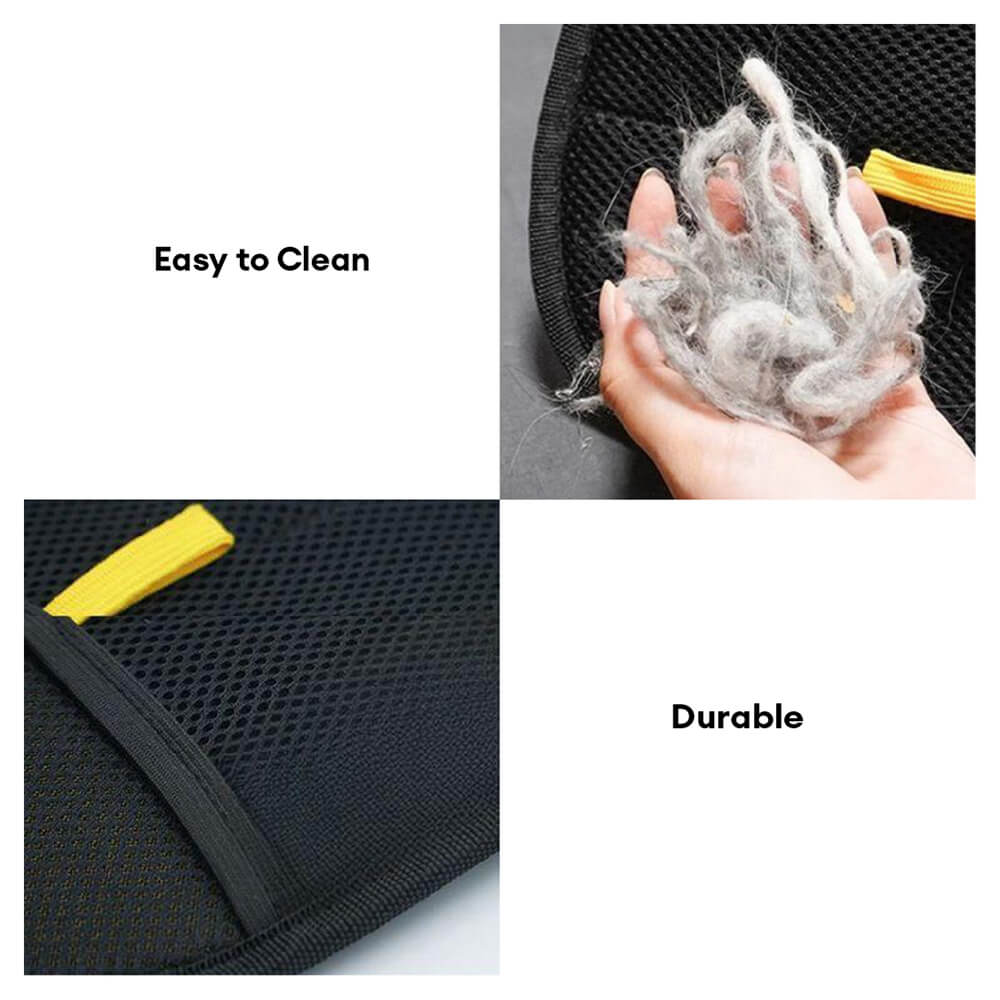 Guanto per la rimozione dei peli di animali con setole elettrostatiche doppie.