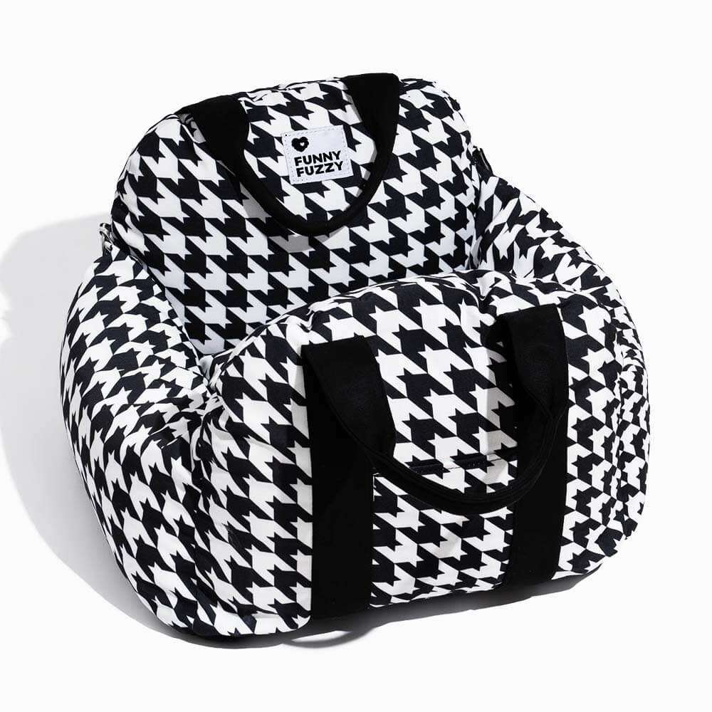 Letto per auto a forma di cuore vintage a scacchi per cani
