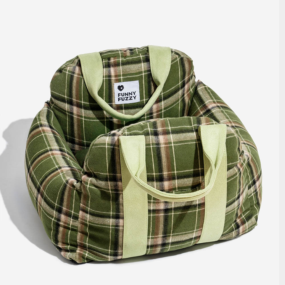 Letto per cani da viaggio in plaid vintage con sicurezza per auto