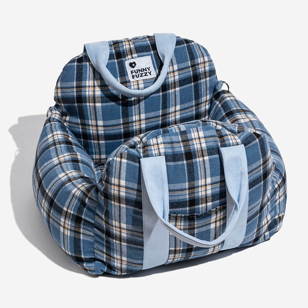 Letto per cani da viaggio in plaid vintage con sicurezza per auto
