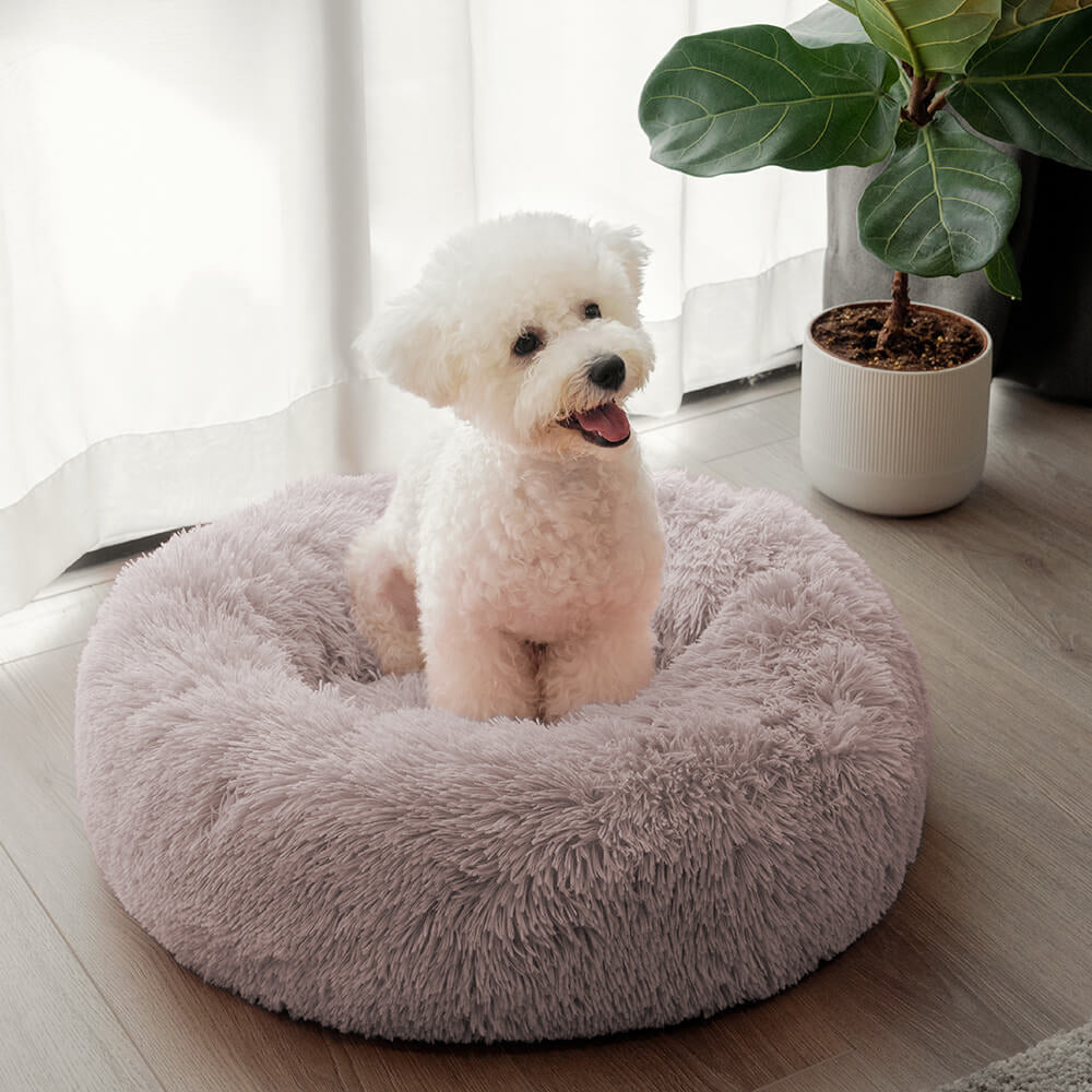 Letto per cani pelosi e morbidi a forma di ciambella
