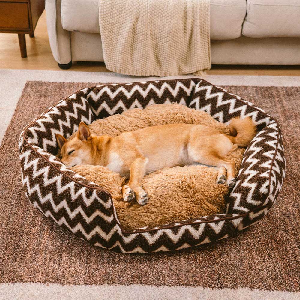 Letto per cani Plush Retreat Chevron - Il Caldo Abbraccio