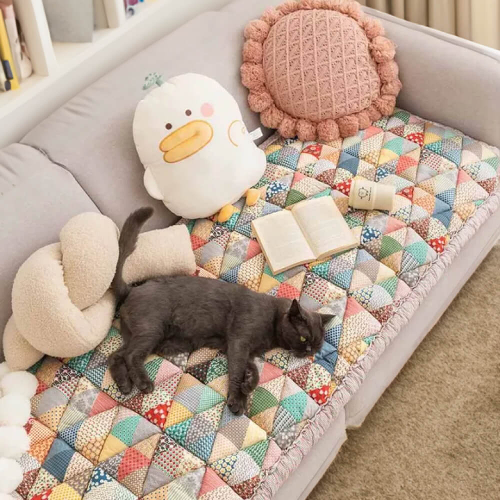 Coperta per animali in plaid patchwork, protettore per mobili, copertura per divano