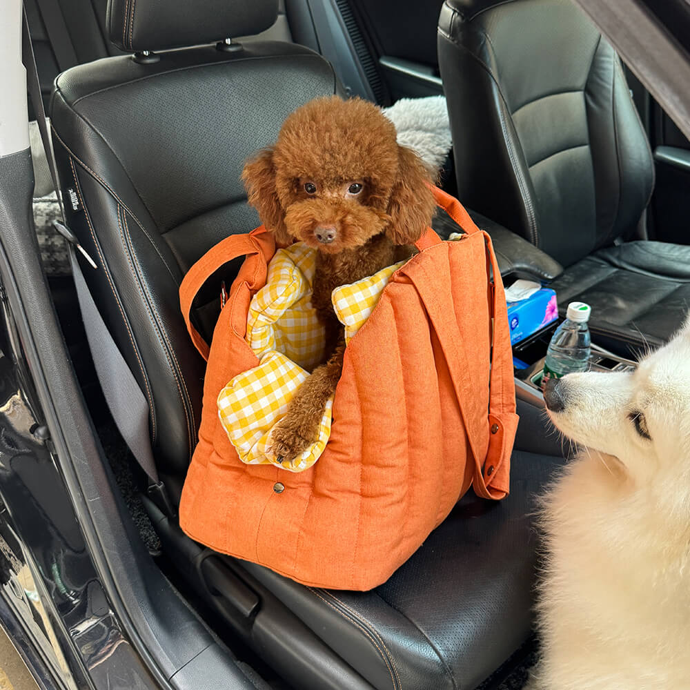 Borsa per il trasporto portatile in gingham, morbida e multiuso per cani e gatti