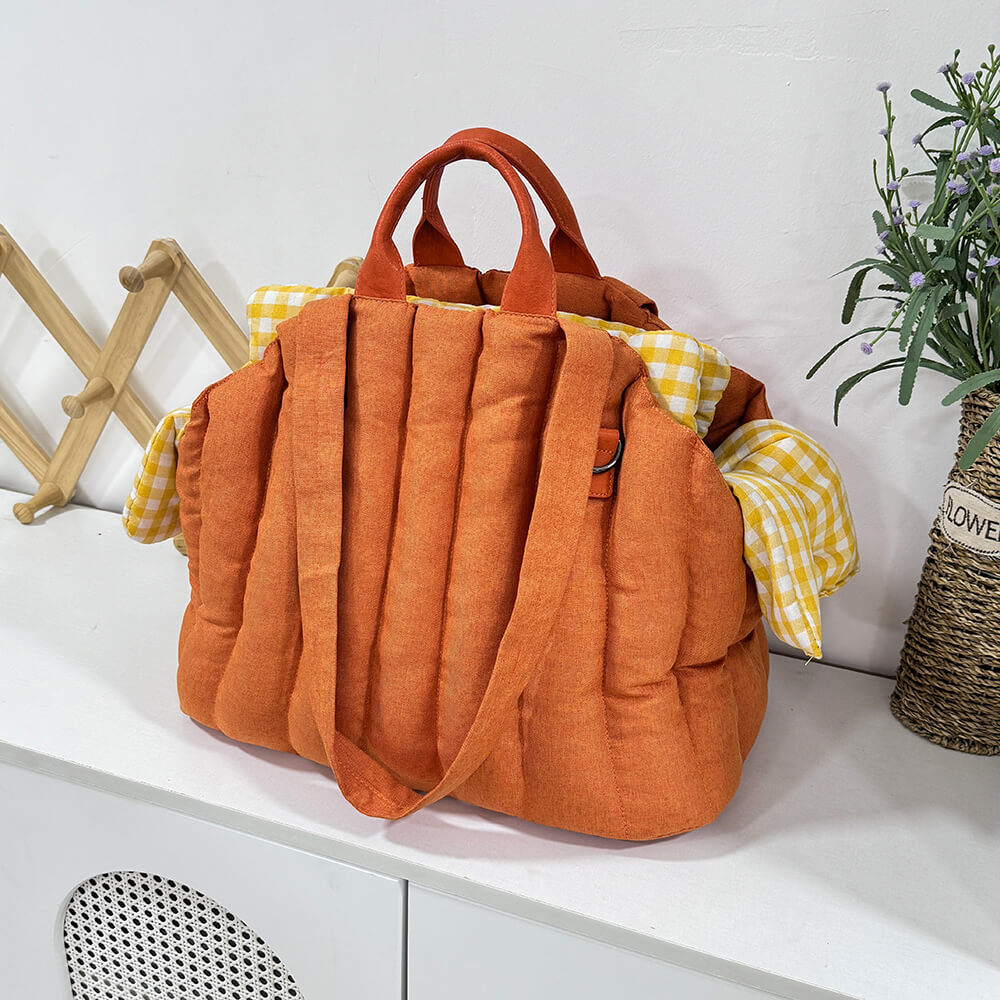 Borsa per il trasporto portatile in gingham, morbida e multiuso per cani e gatti