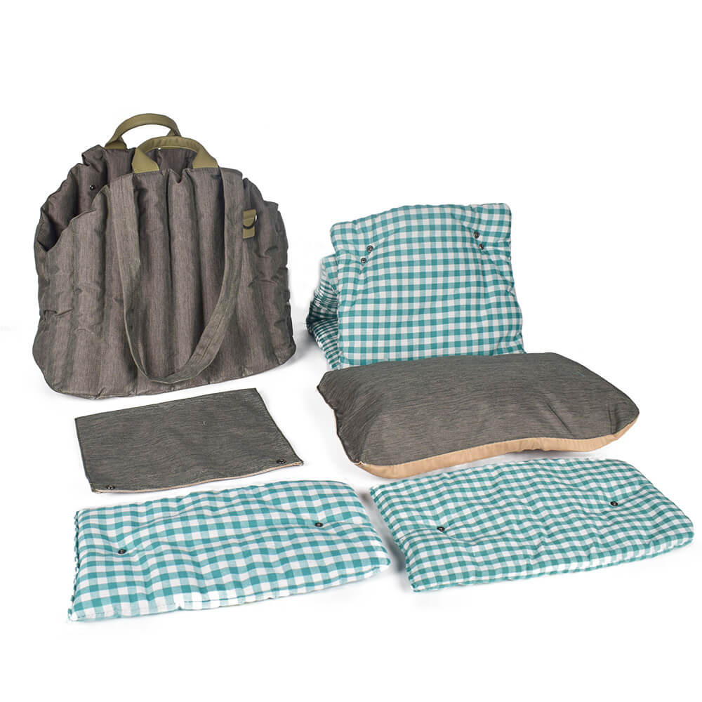 Borsa per il trasporto portatile in gingham, morbida e multiuso per cani e gatti