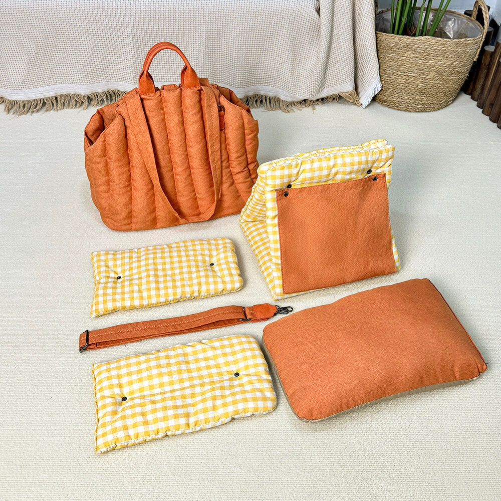 Borsa per il trasporto portatile in gingham, morbida e multiuso per cani e gatti
