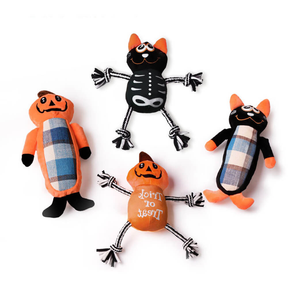 Halloween Funny Pumpkin Teething Rope Toys Dog Chew Toy Set