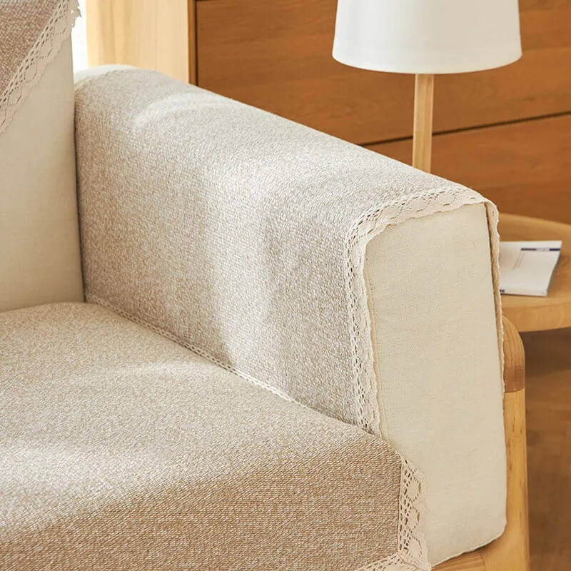 Copertura per divano in cotone e lino intrecciata a mano, antiscivolo, per tutte le stagioni