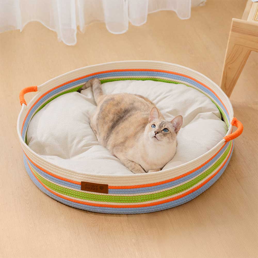 Letto per gatti calmante a strisce artigianale - Nido senza tempo