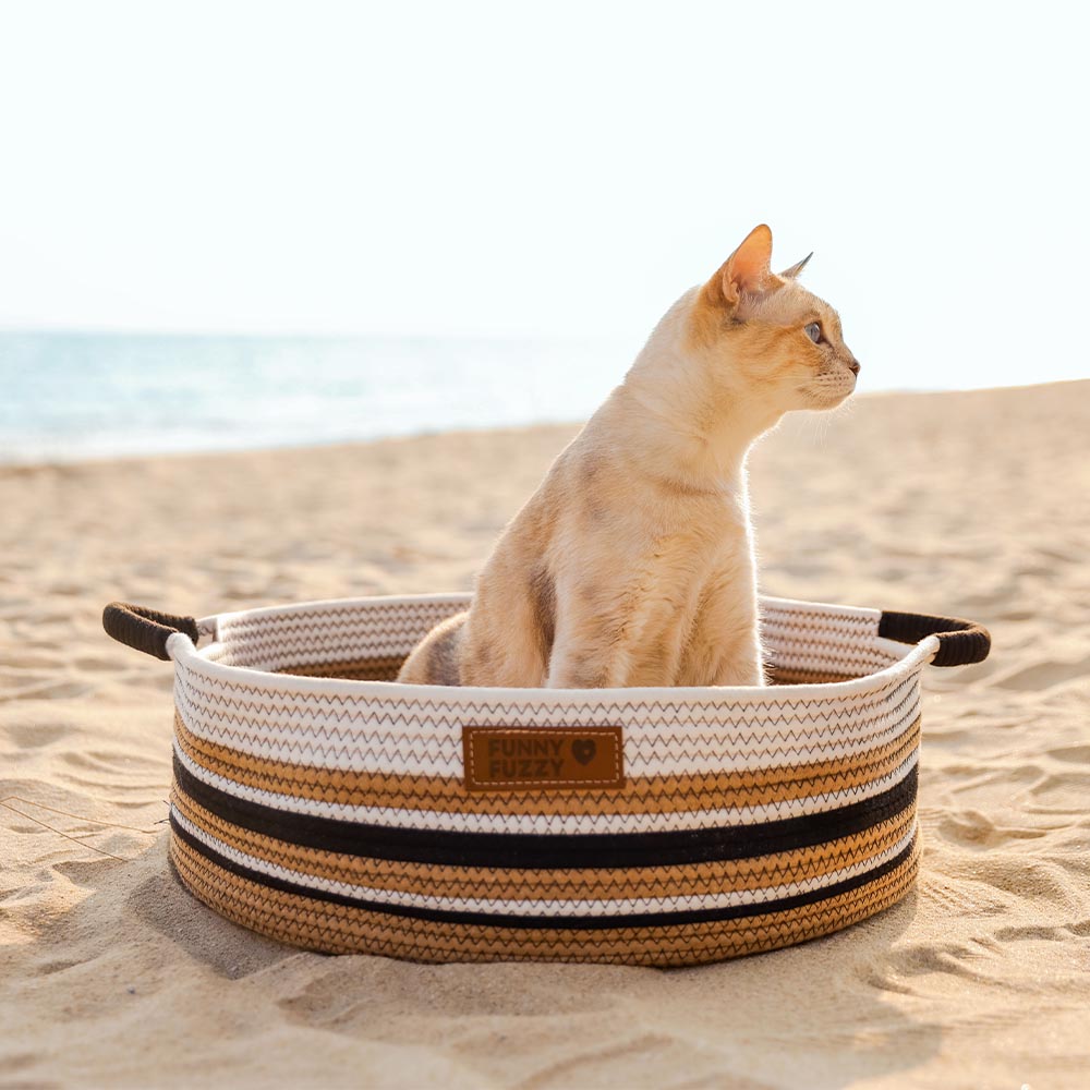 Borsa da spiaggia in cotone intrecciato leggera fatta a mano - Trasportino per animali domestici - Vacanze estive
