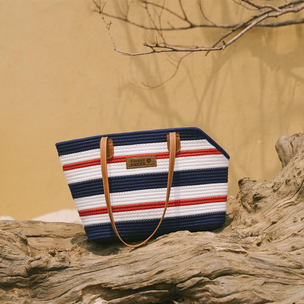 Borsa da spiaggia in cotone intrecciato leggera fatta a mano - Trasportino per animali domestici - Vacanze estive