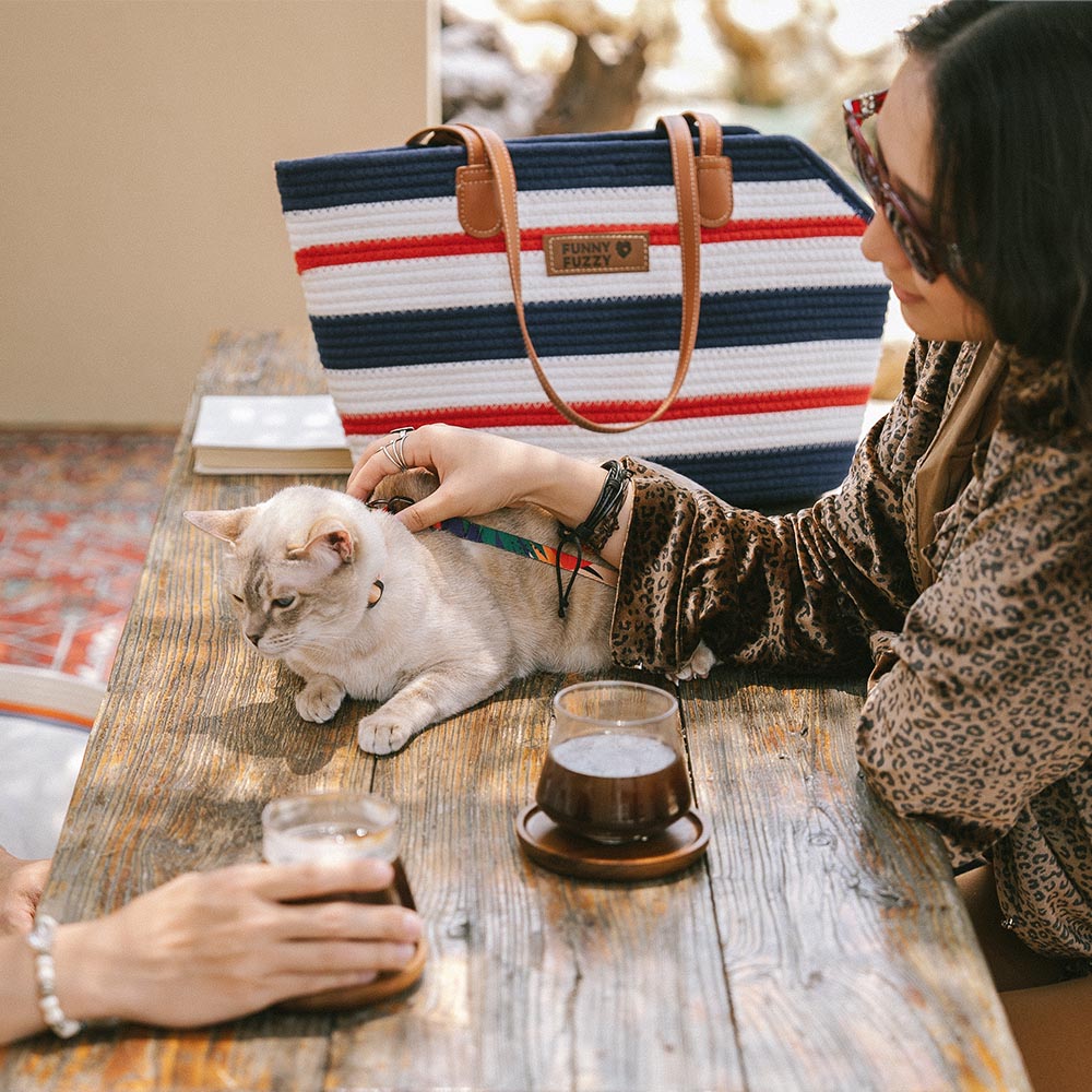 Borsa da spiaggia in cotone intrecciato leggera fatta a mano - Trasportino per animali domestici - Vacanze estive