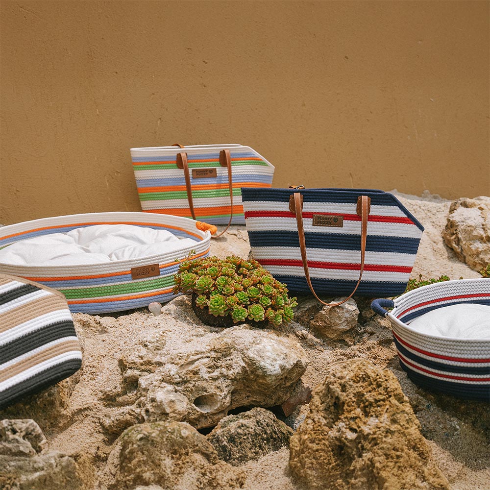 Borsa da spiaggia in cotone intrecciato leggera fatta a mano - Trasportino per animali domestici - Vacanze estive