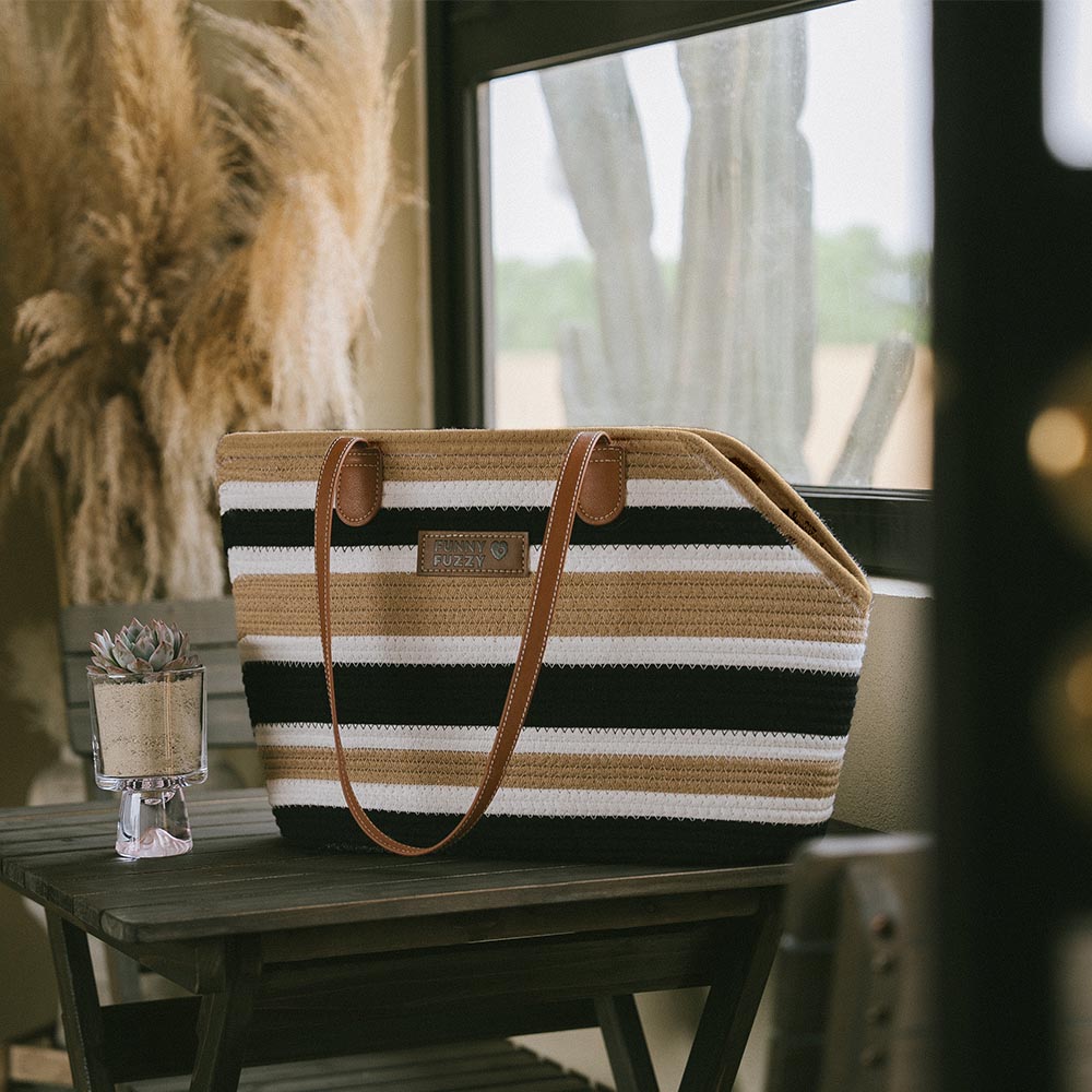 Borsa da spiaggia in cotone intrecciato leggera fatta a mano - Trasportino per animali domestici - Vacanze estive