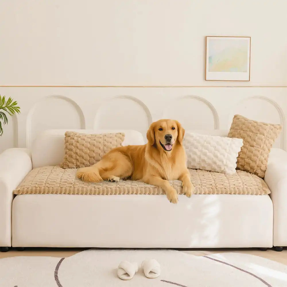Copertura per divano decorativa in peluche a forma di favo, spessa e morbida, tappetino per animali domestici
