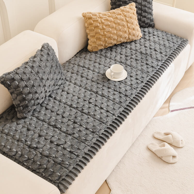 Copertura per divano decorativa in peluche a forma di favo, spessa e morbida, tappetino per animali domestici