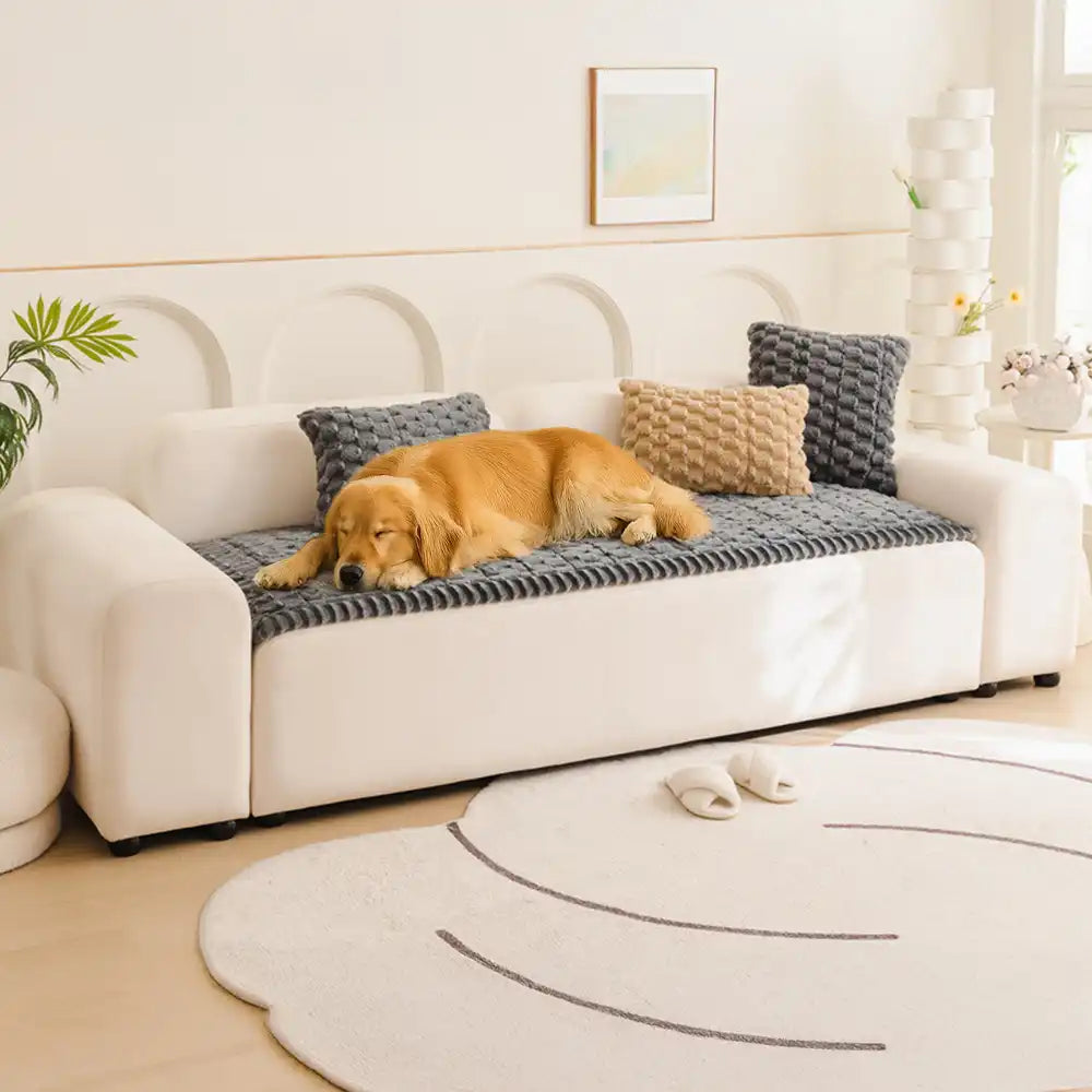 Copertura per divano decorativa in peluche a forma di favo, spessa e morbida, tappetino per animali domestici
