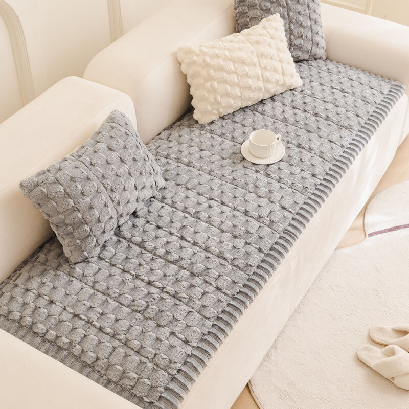 Copertura per divano decorativa in peluche a forma di favo, spessa e morbida, tappetino per animali domestici