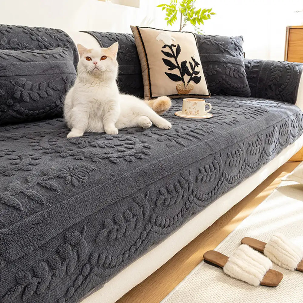 Copertura per divano in plush jacquard, comoda, resistente ai graffi e antiscivolo.