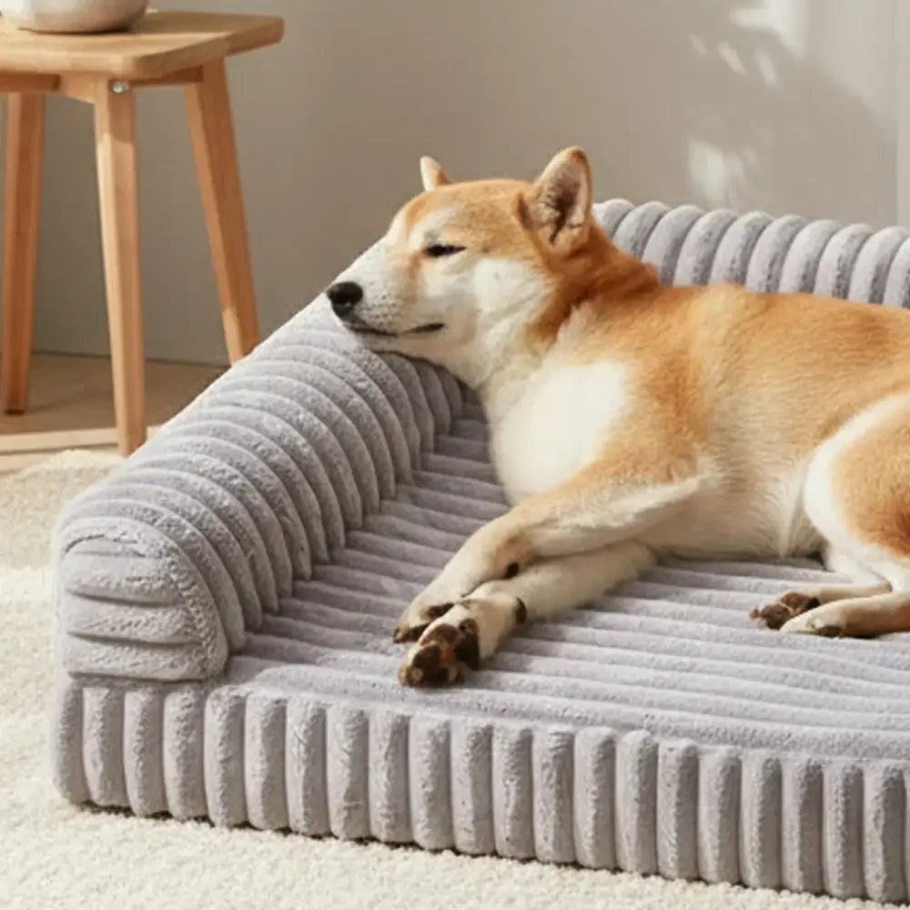 Letto per cani grande impermeabile in peluche, grande spazio, a forma di L
