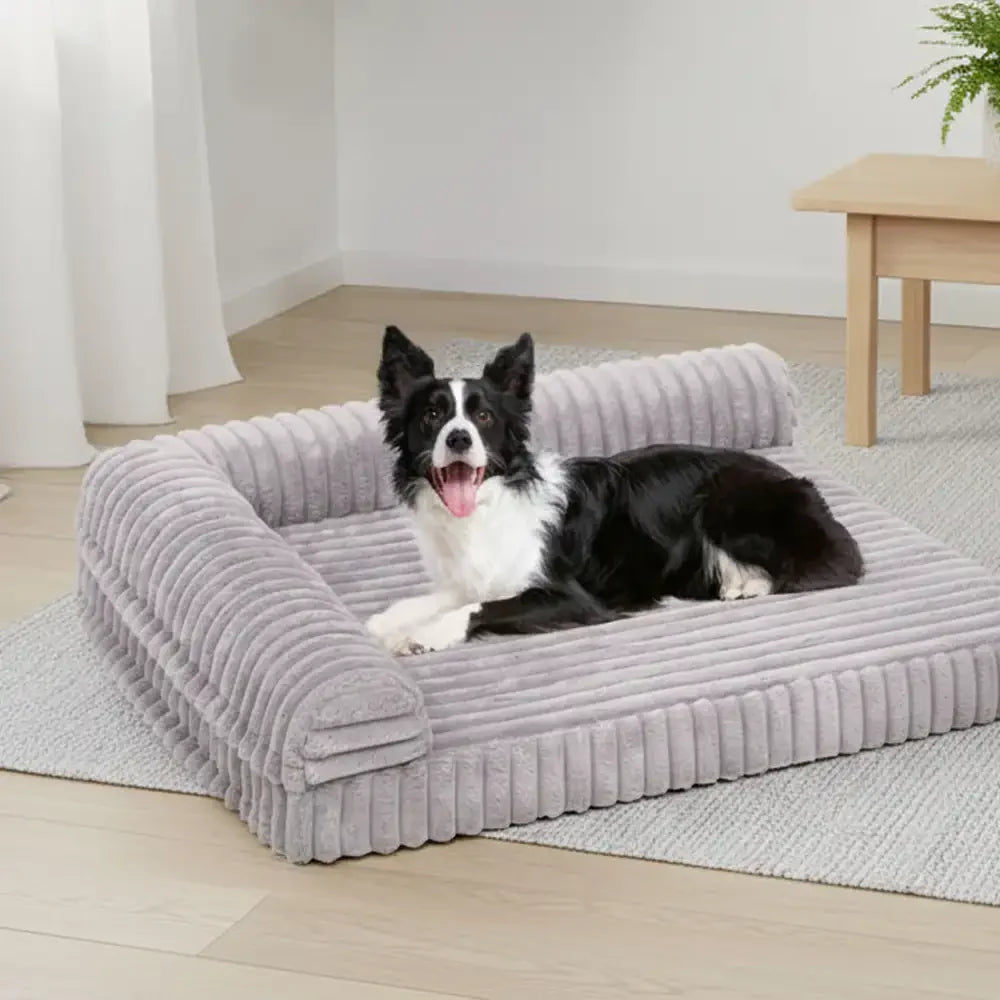 Letto per cani grande impermeabile in peluche, grande spazio, a forma di L