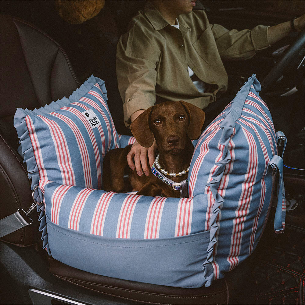 Seggiolino per auto per cani impermeabile da viaggio con strisce di pizzo