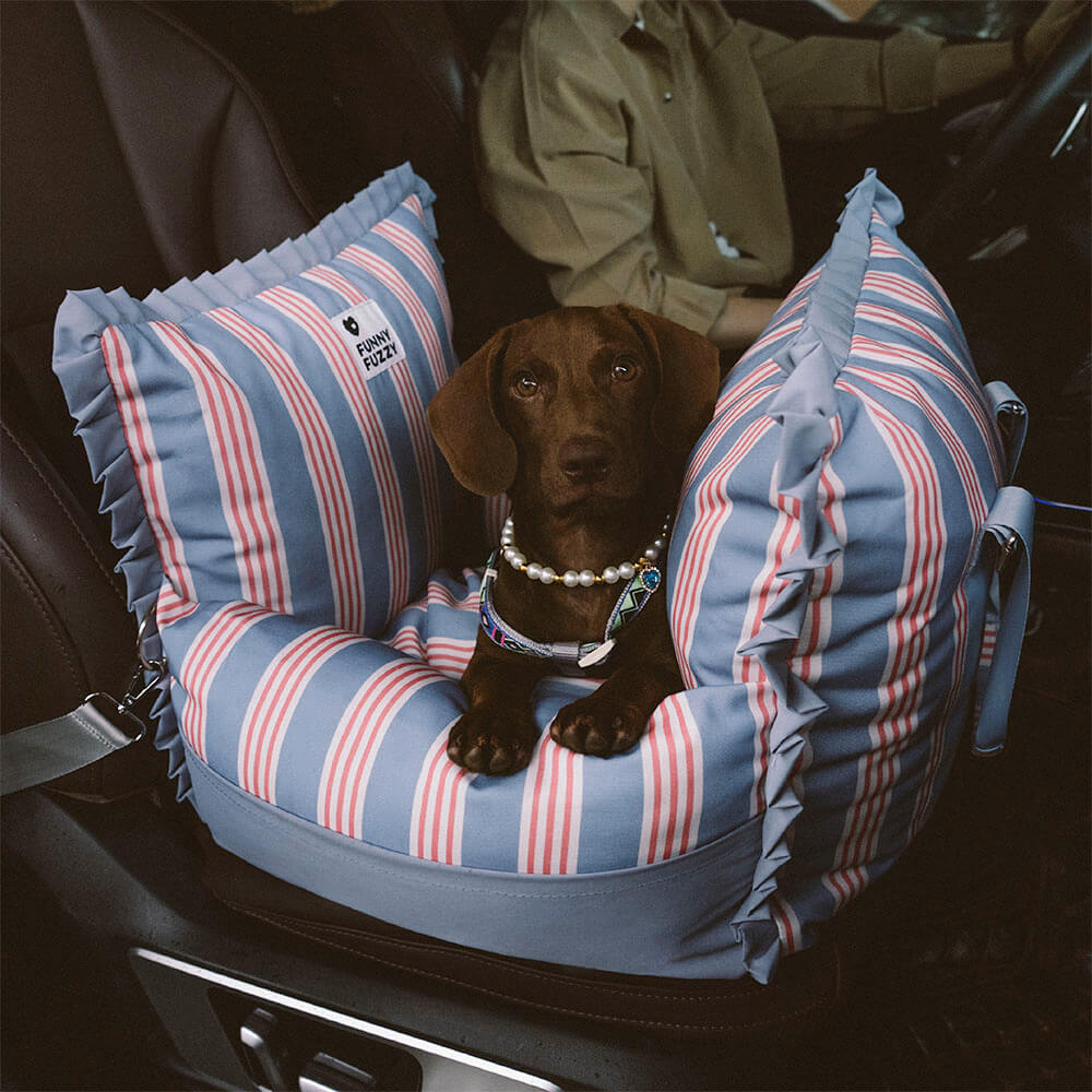 Seggiolino per auto per cani impermeabile da viaggio con strisce di pizzo