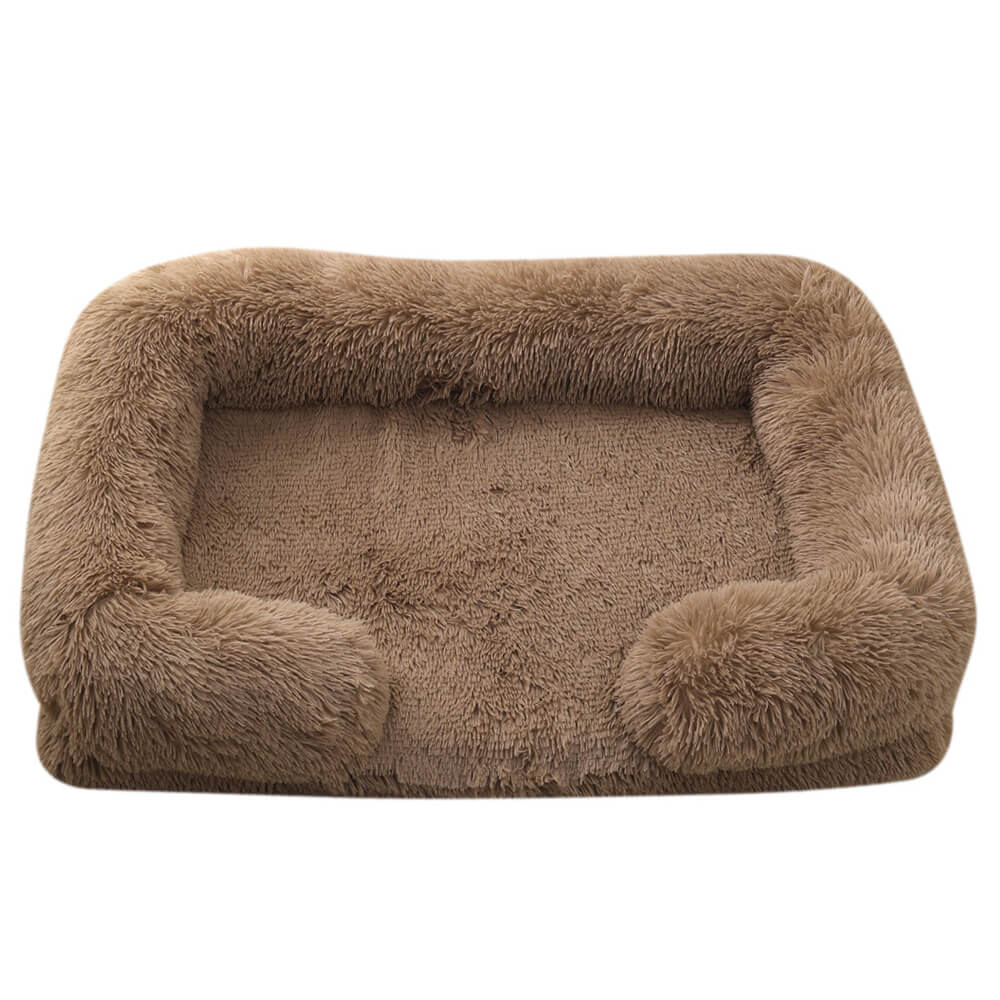 Letto per Cani con Supporto Largo in Peluche - Quadrato per Sonno Profondo