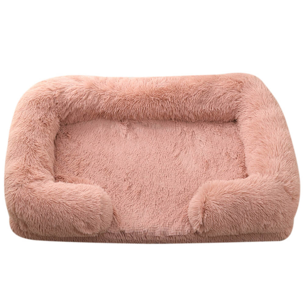 Letto per Cani con Supporto Largo in Peluche - Quadrato per Sonno Profondo