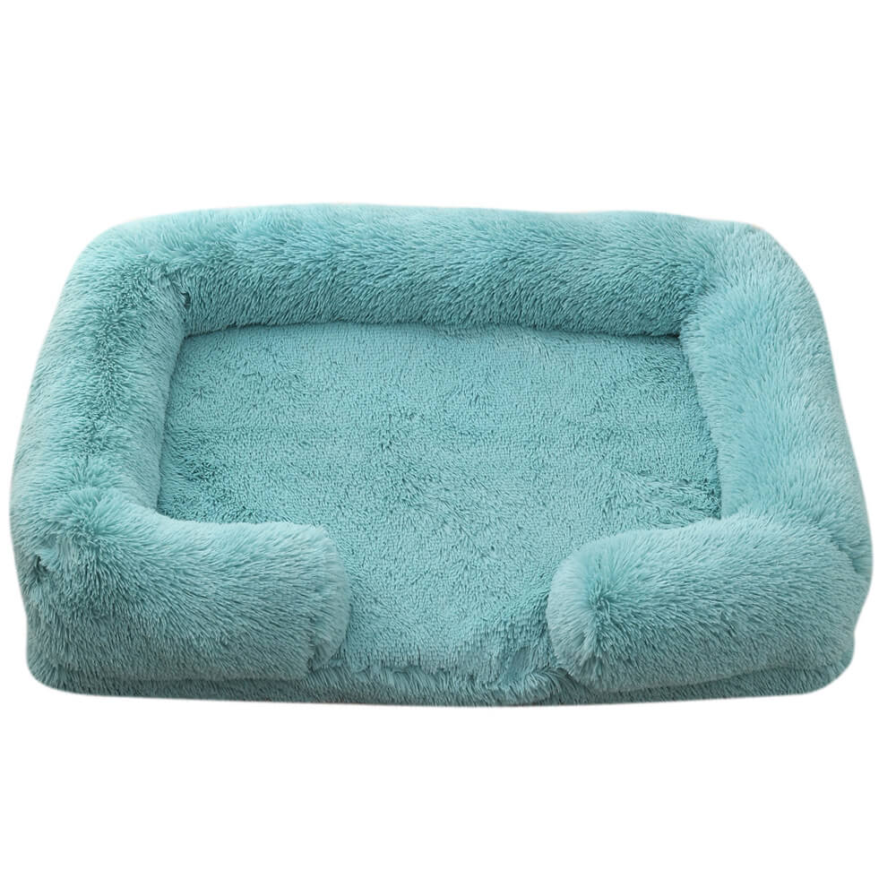 Letto per Cani con Supporto Largo in Peluche - Quadrato per Sonno Profondo