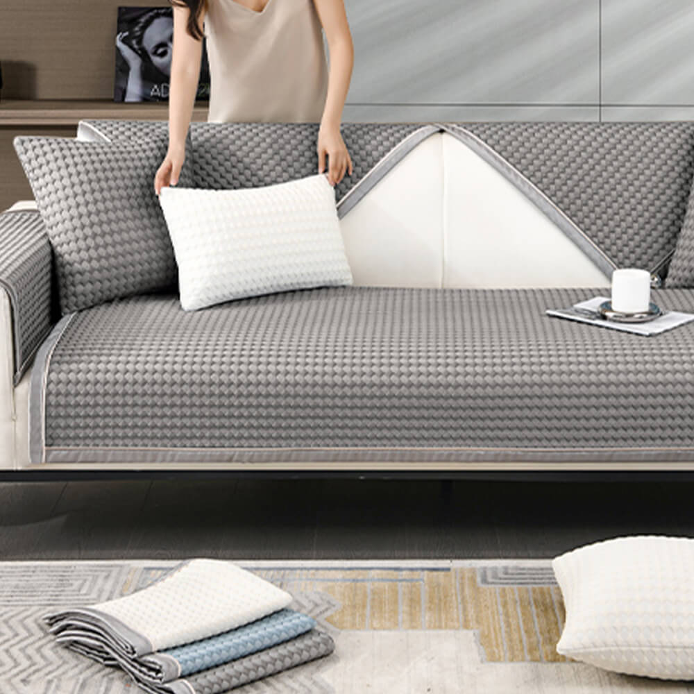 Copertura per divano in seta gelata di lusso, solid color, resistente ai graffi e rinfrescante