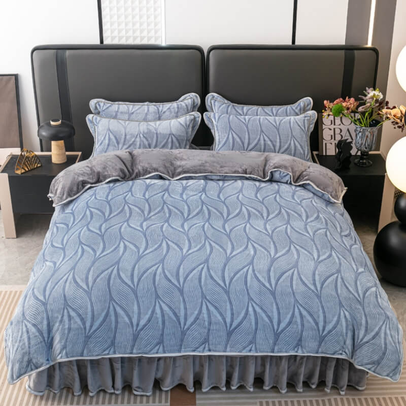 Set di Lenzuola in Velluto di Latte con Motivo Botanico Elegante