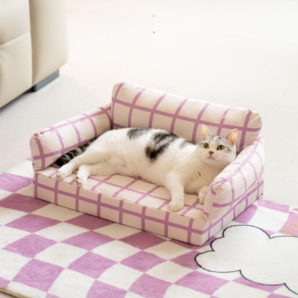 Letto per cani ortopedico impermeabile a blocchi di colore moderno e di tendenza