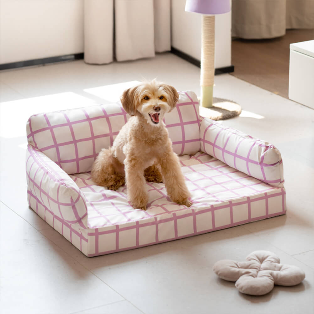Letto per cani ortopedico impermeabile a blocchi di colore moderno e di tendenza