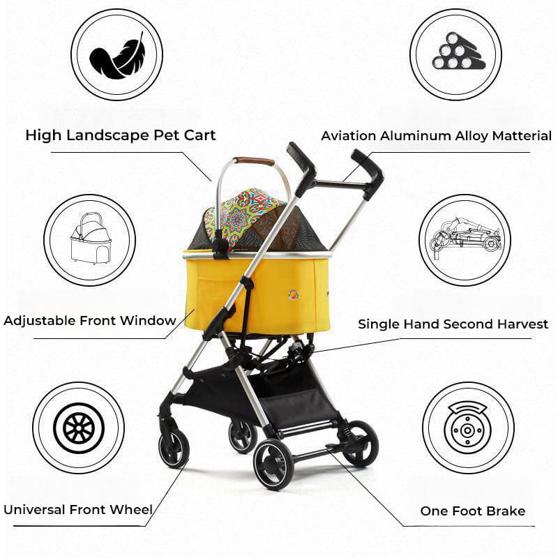 Carrello per animali domestici 2-in-1 in lega di alluminio multifunzionale - Ultra-leggero e smontabile per cuccioli