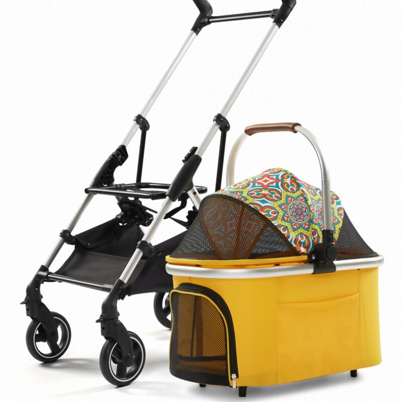 Carrello per animali domestici 2-in-1 in lega di alluminio multifunzionale - Ultra-leggero e smontabile per cuccioli
