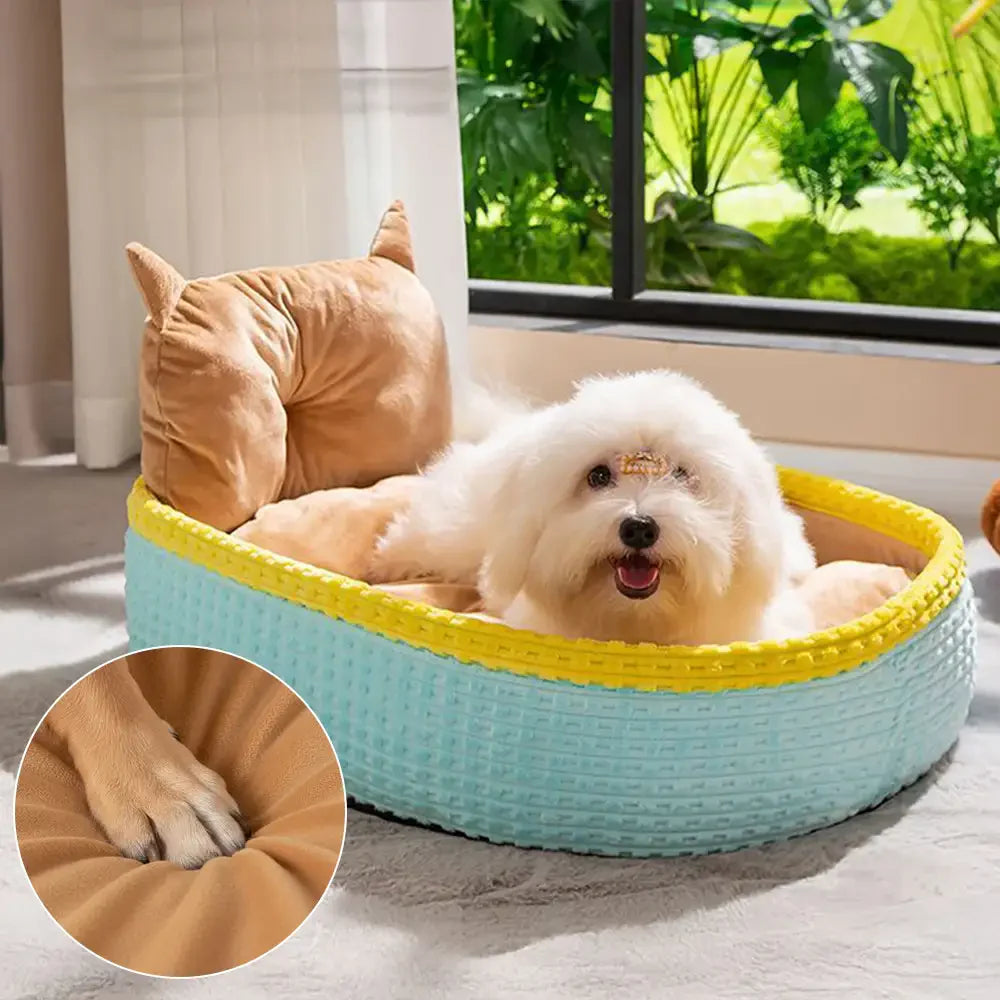 Cuscino per letto per cani con supporto per il collo, struttura morbida, elevata, per un sonno profondo.