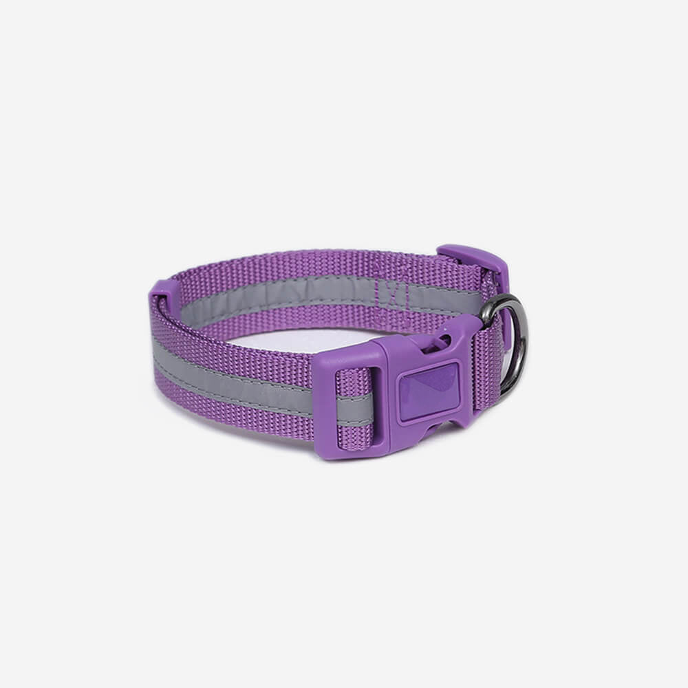 Collare e guinzaglio per cani in nylon riflettente regolabile senza tirare.