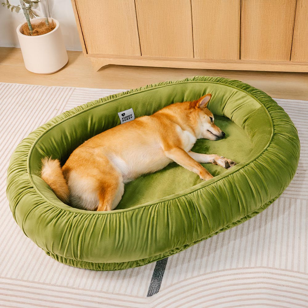 Letto per cani e gatti ortopedico ovale con supporto, sfoderabile e confortevole.
