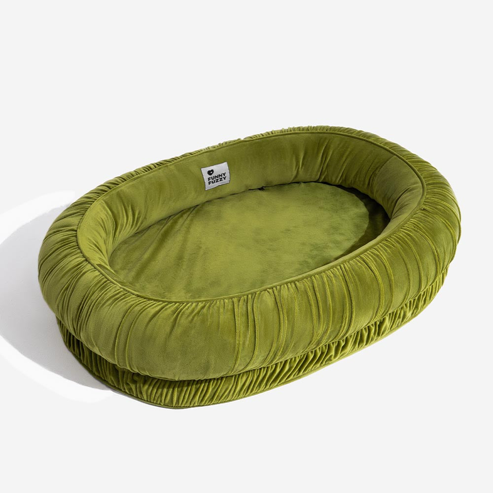 Letto per cani e gatti ortopedico ovale con supporto, sfoderabile e confortevole.