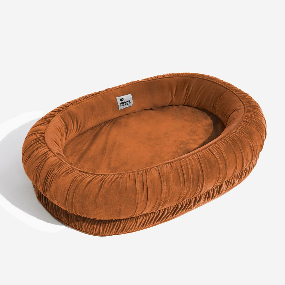 Letto per cani e gatti ortopedico ovale con supporto, sfoderabile e confortevole.