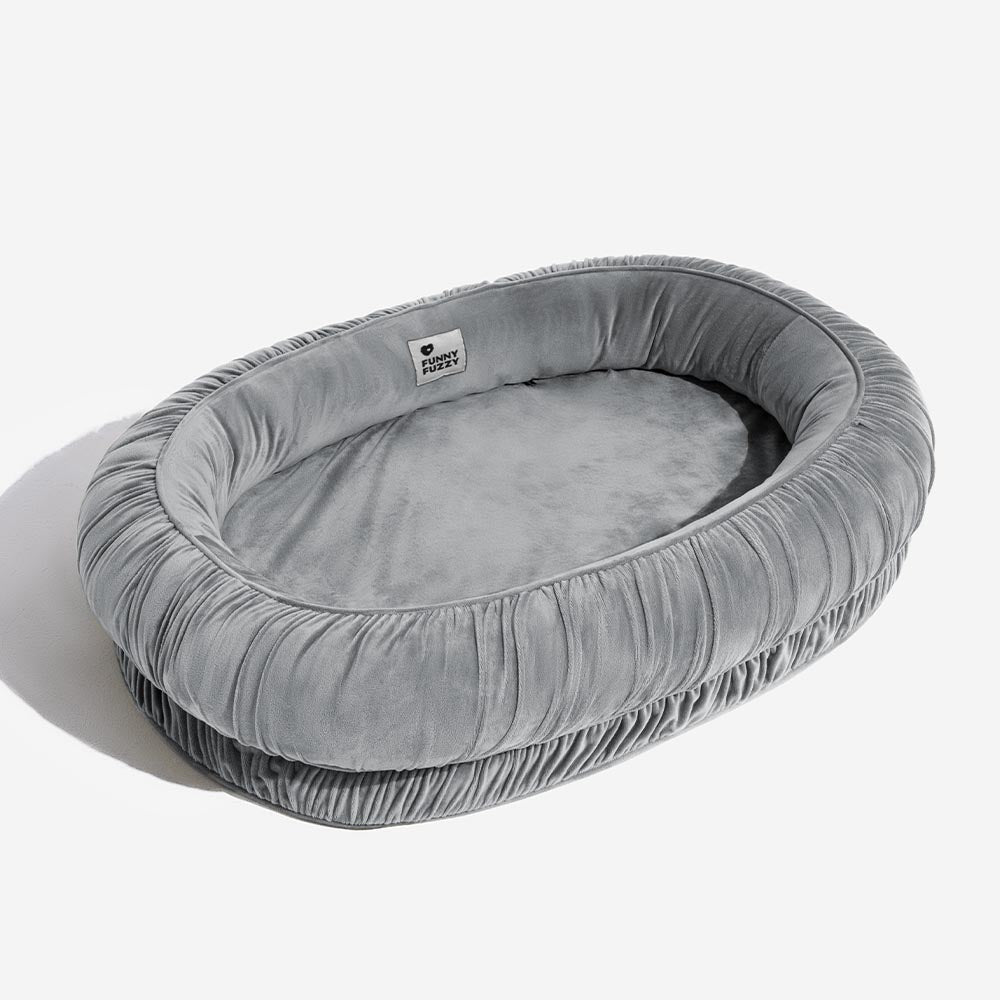 Letto per cani e gatti ortopedico ovale con supporto, sfoderabile e confortevole.