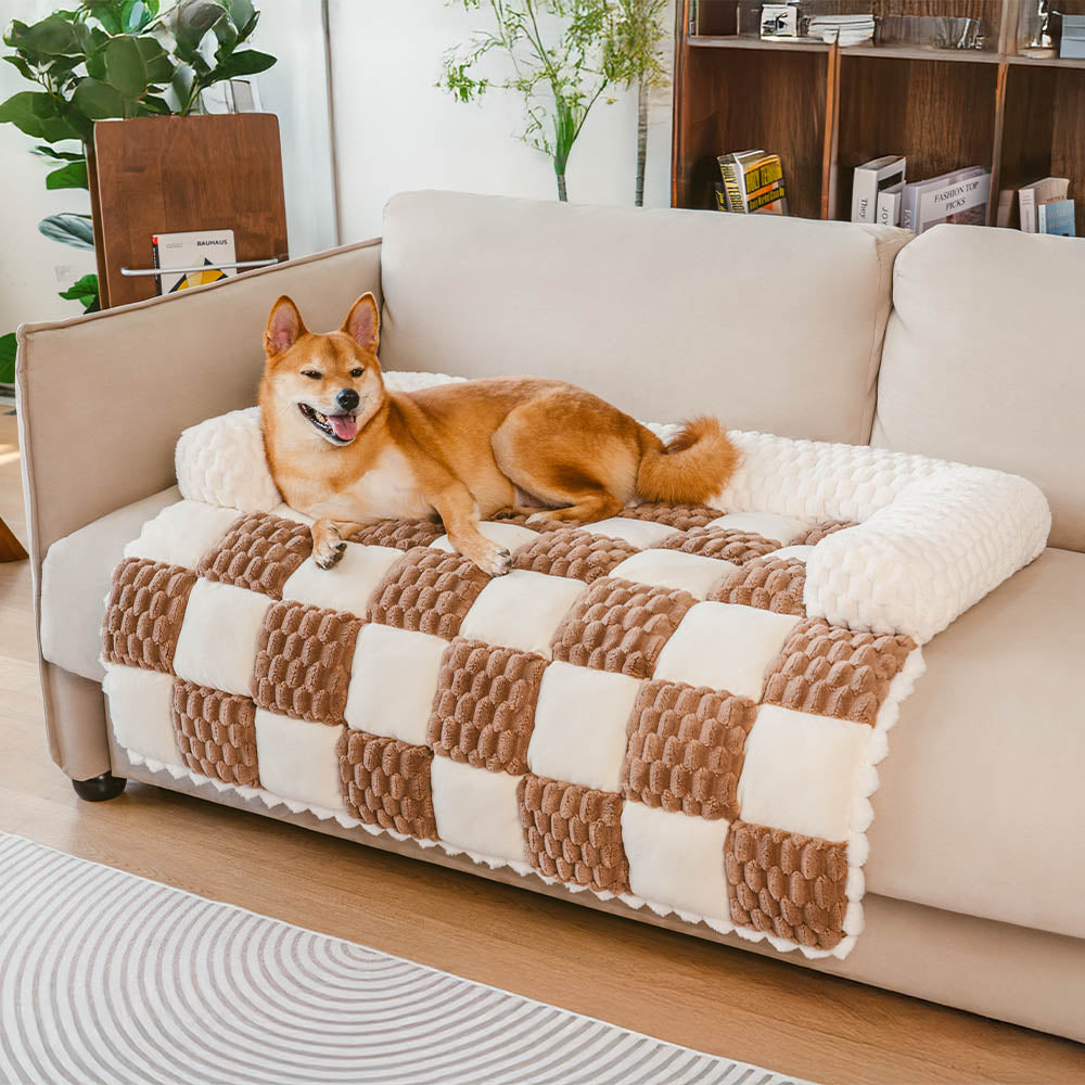 Tapis pour chien protecteur de canapé confortable à carreaux - SnugPad