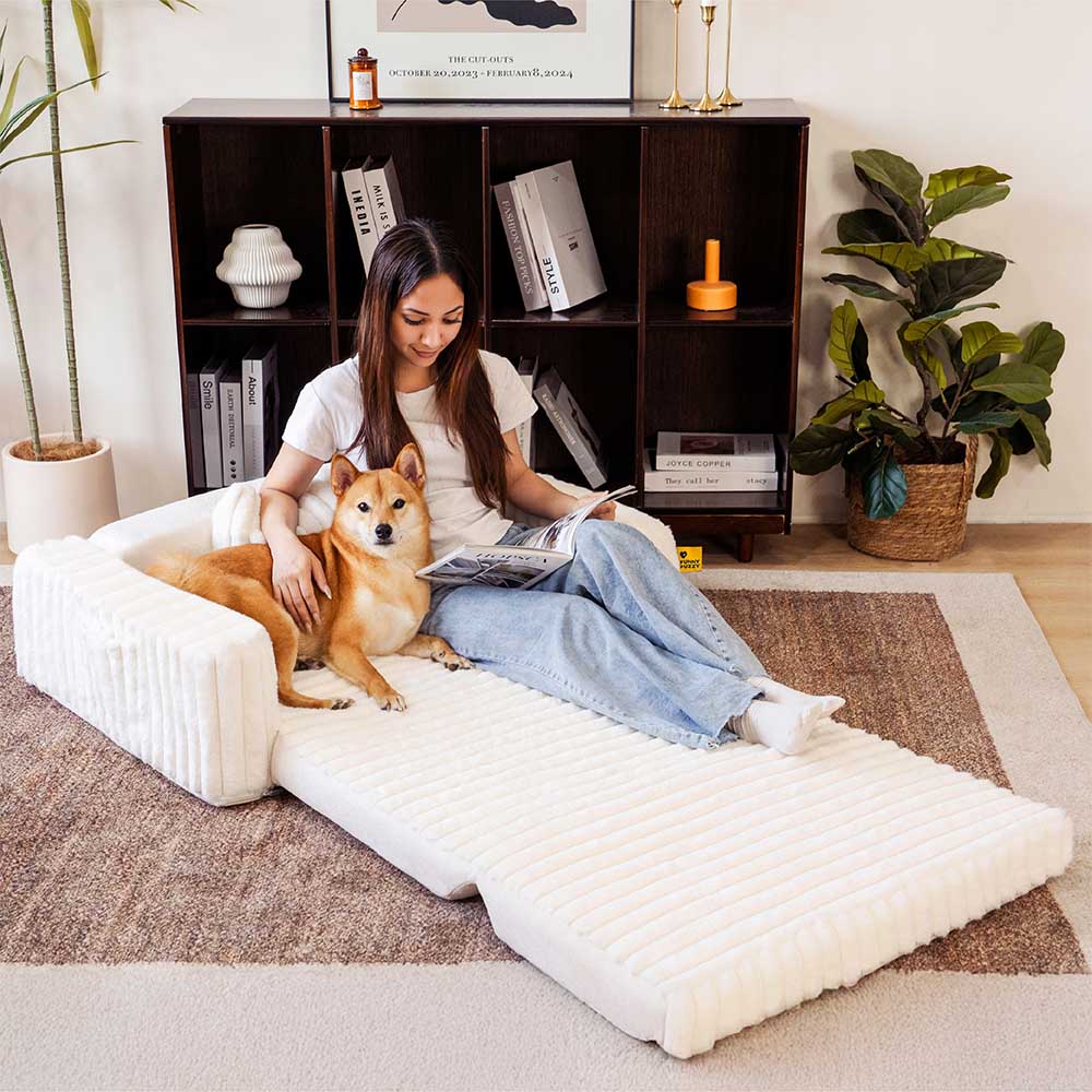 Letto ortopedico per umani e cani grande e soffice in peluche