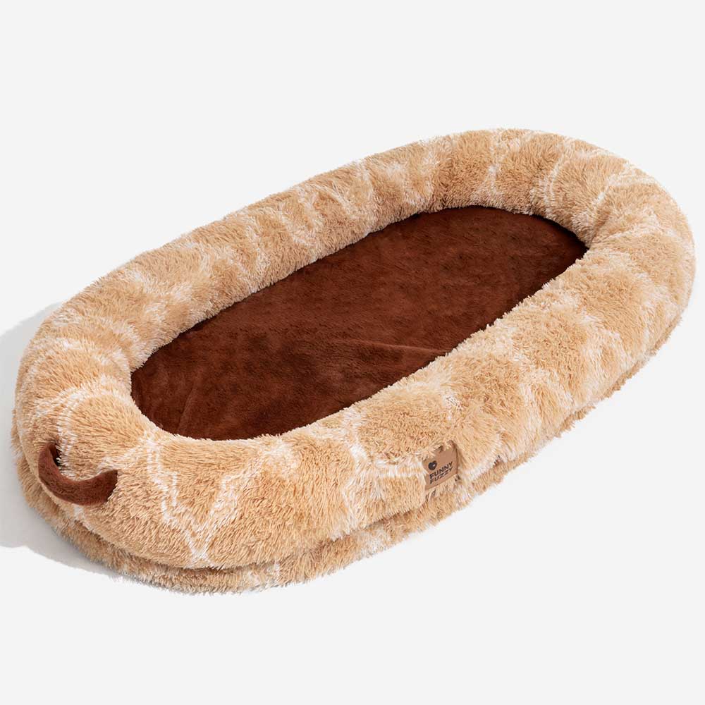 Plush Fluffy Large Orthopedic Human-Dog Bolster Bed