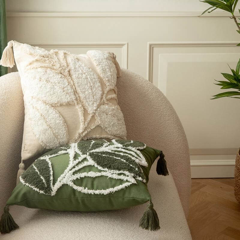 Plush Leaf With Tassel Sofa Pillow