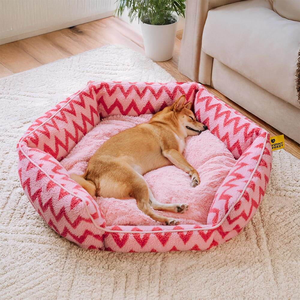 Letto per cani Plush Retreat Chevron - Il Caldo Abbraccio