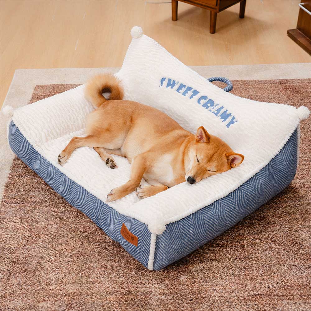 Divano letto per cani Bolster in peluche lavabile - Dolce cremoso