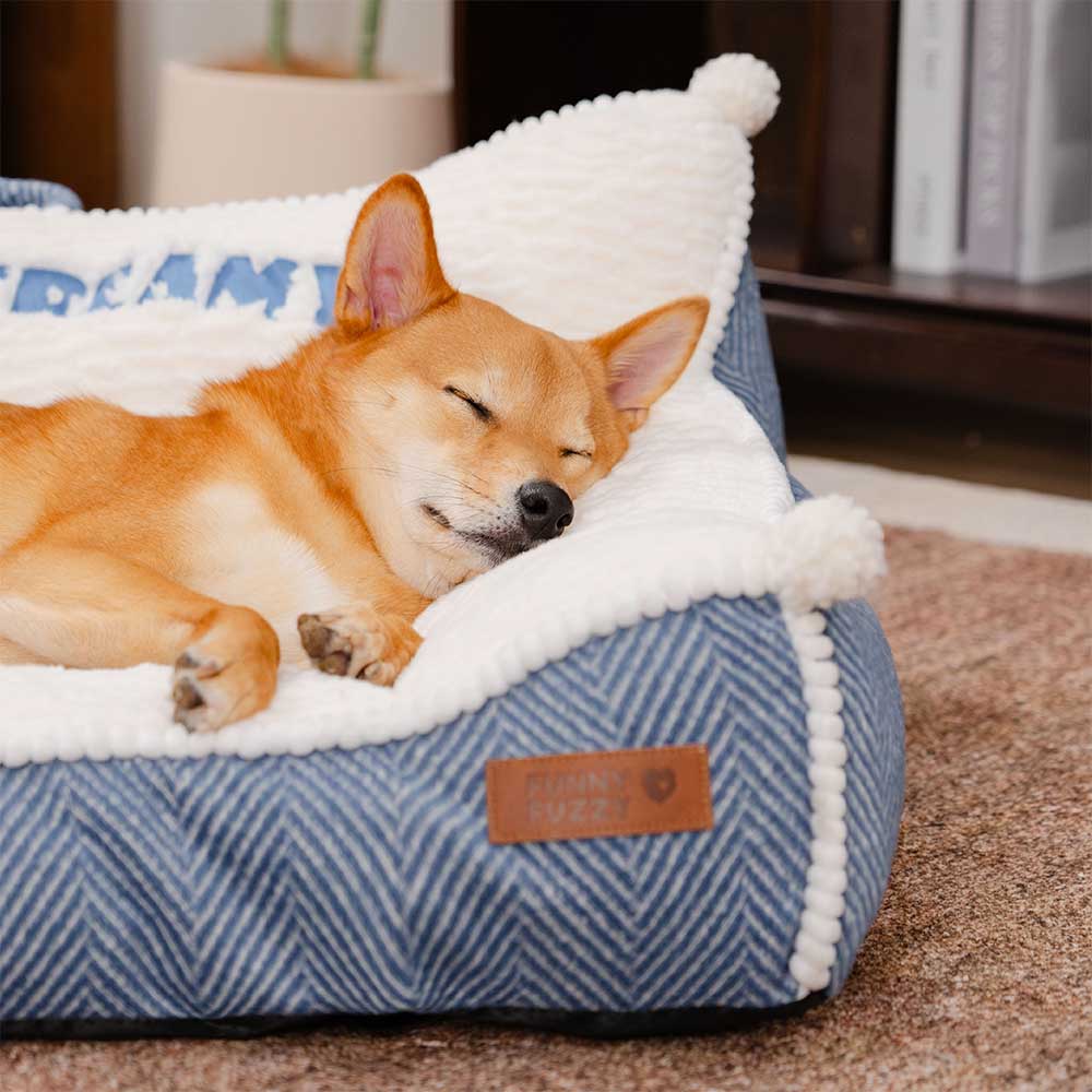 Plush Washable Bolster Dog Sofa Bed - Sweet Creamy